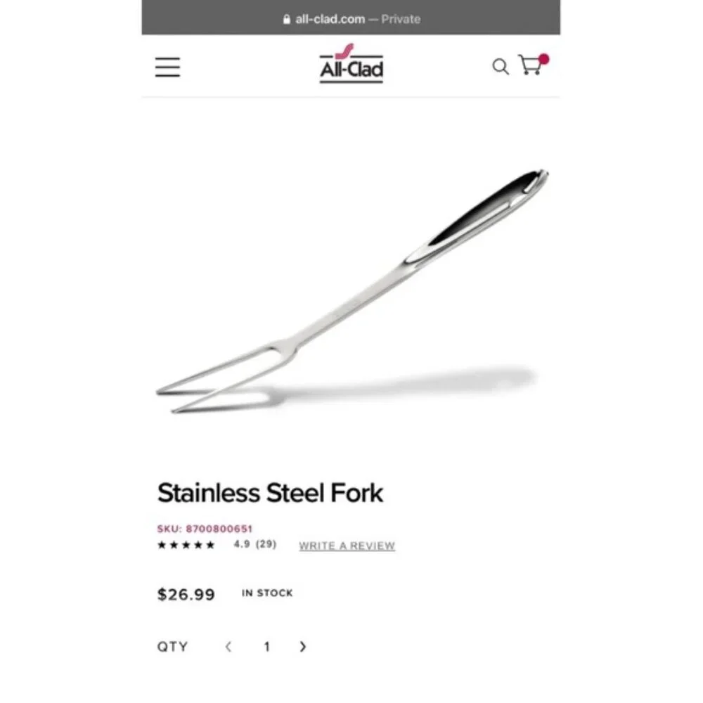 ALL CLAD Stainless Steel Fork 13 ½” Serving, Carving, Grill, BBQ